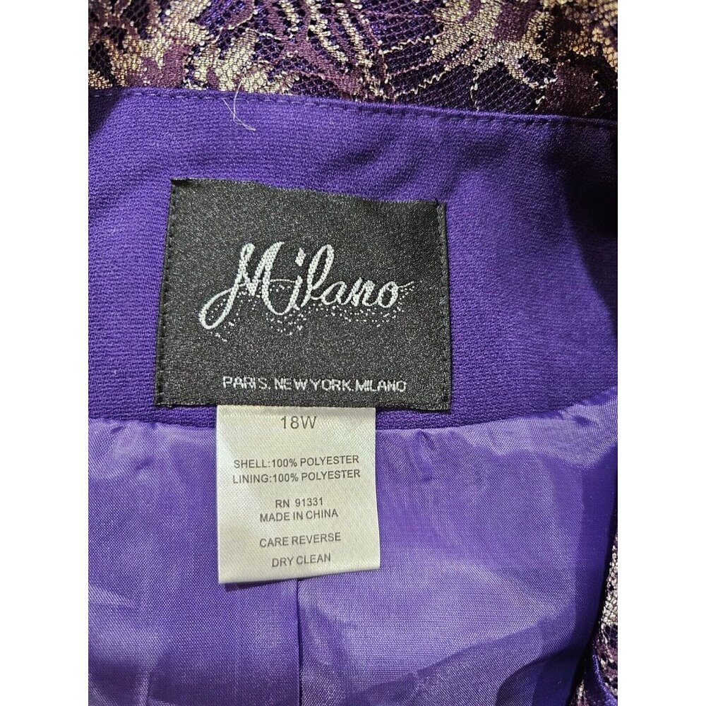 MILANO, PARIS, NY, MILANO Skirt and Jacket Suit Embellished Lace Purple Size 18W - Picture 14 of 15